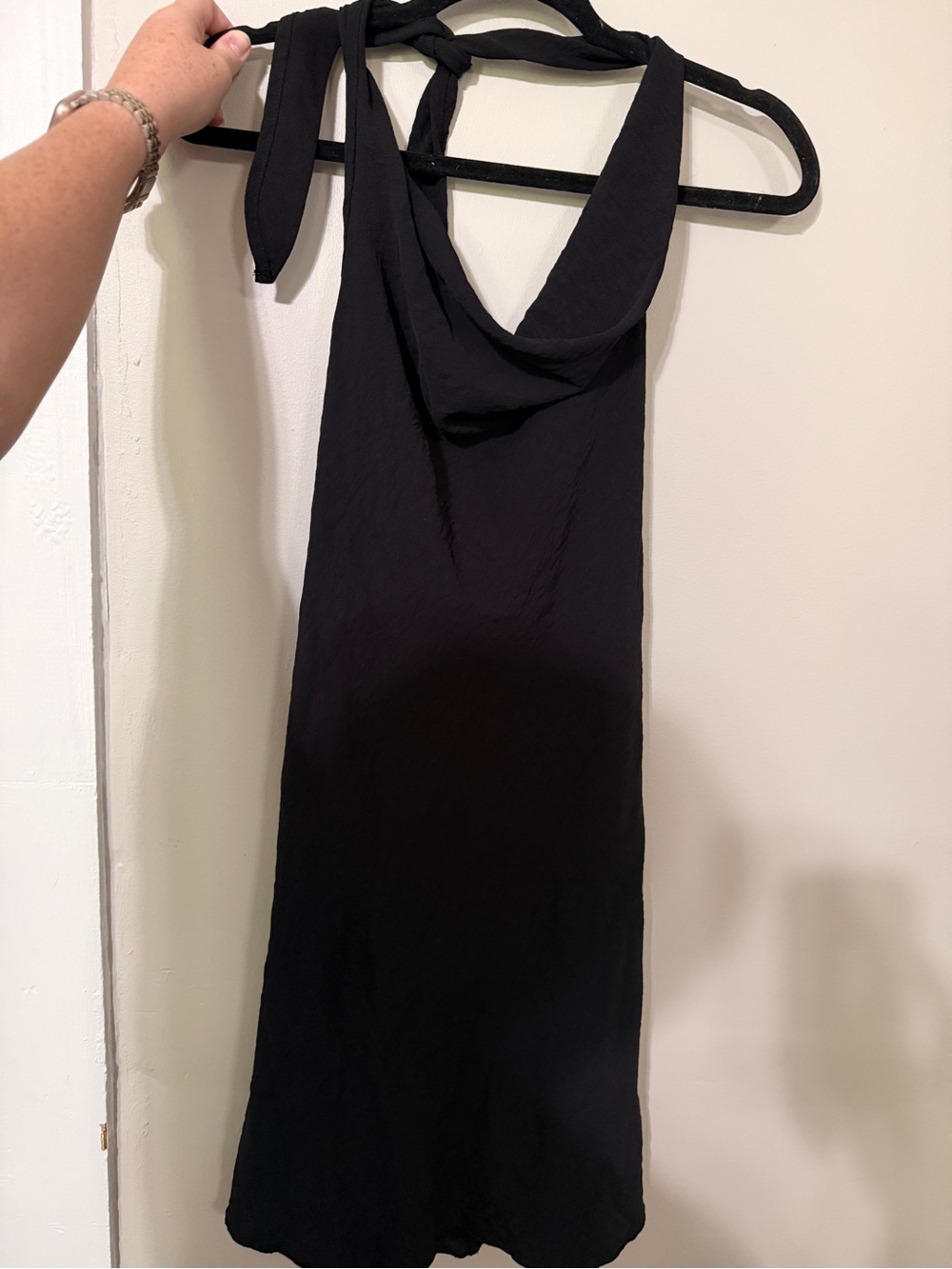 Classic Black Halter Tie-Back Dress
